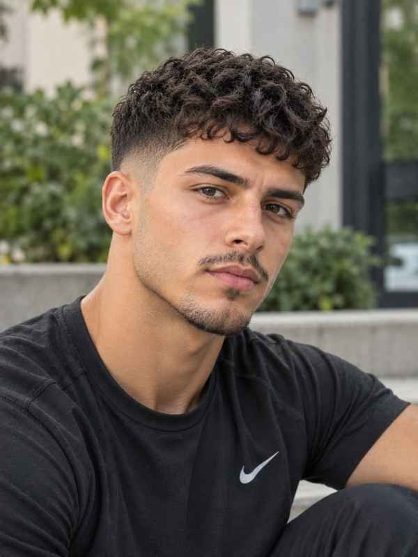 French Crop Taper Fade Curly Hair