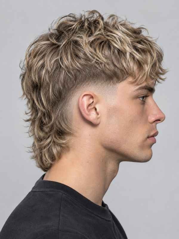Low Fade Soft Blonde Mullet