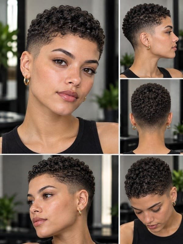 Curly Hair Buzz Cut for Women