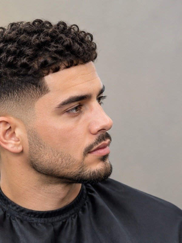 Buzz Cut Curly Hair with a Beard
