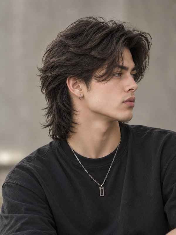 Reverse Mullet with Curtain Bangs