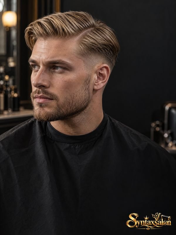 Blonde Side-Part Taper