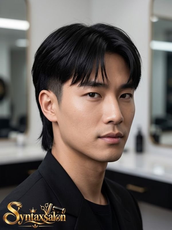Straight hair mid fade modern mullet