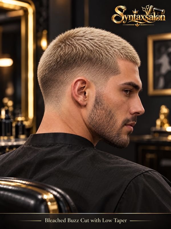 bleached buzz cut with low taper