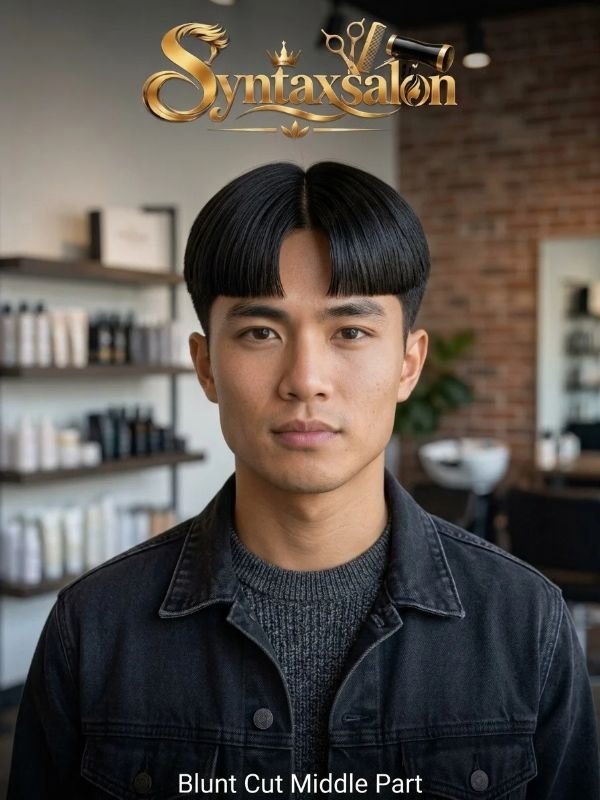 blunt cut middle part