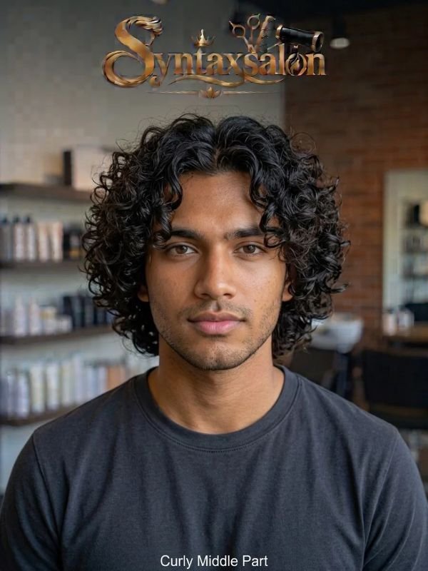 curly middle part