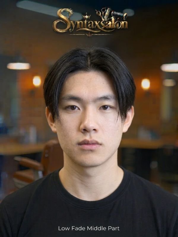 low fade middle part