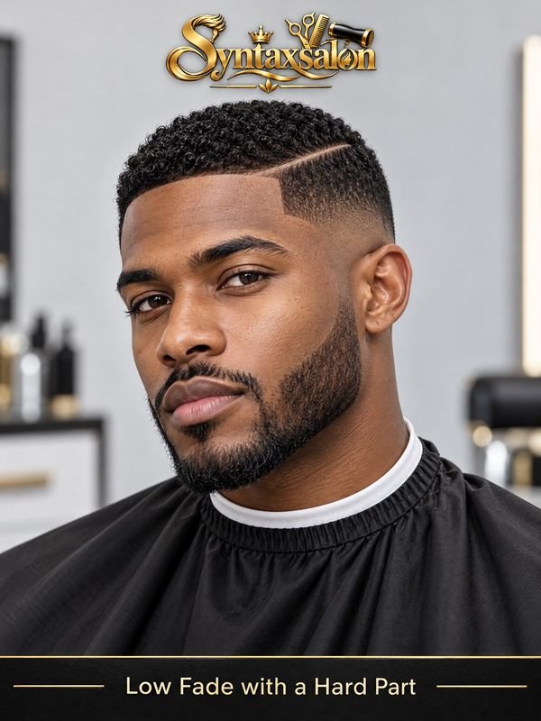 low fade with a hard part
