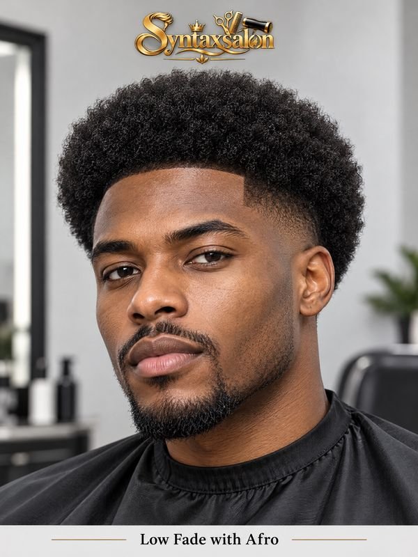 low fade with afro