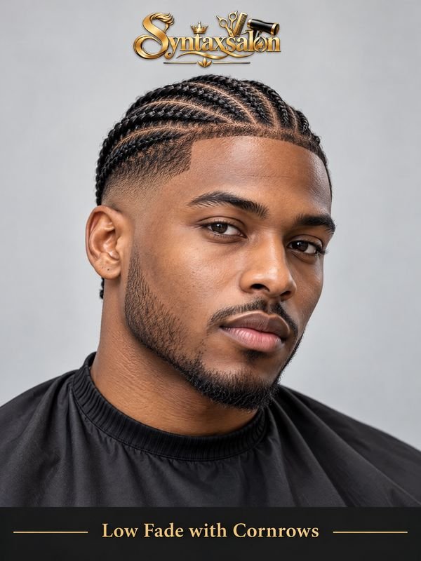 low fade with cornrows