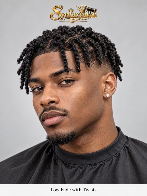 low fade with twists