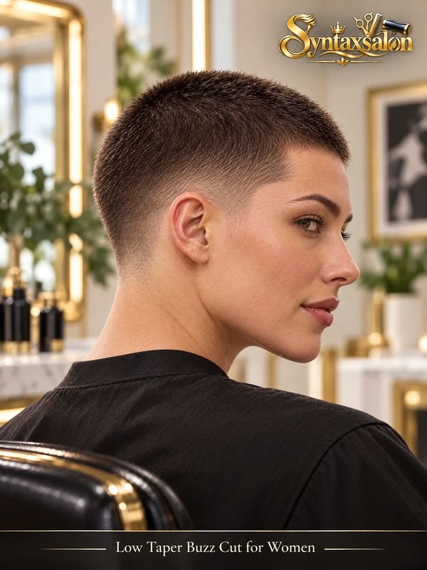 low taper buzz cut for women