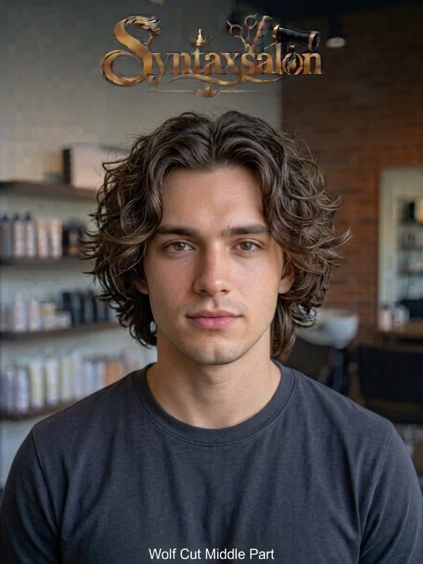 wolf cut middle part